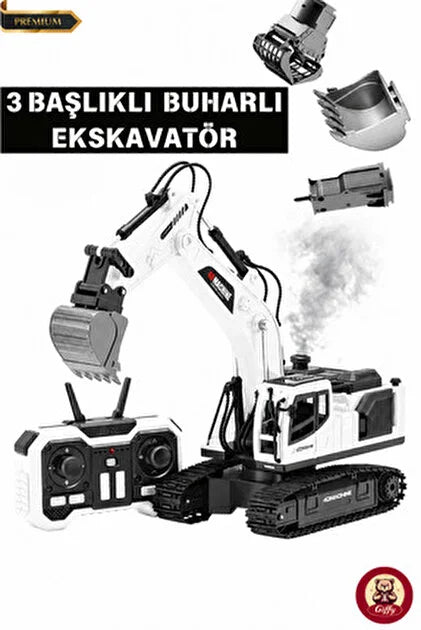 RC Uzaktan Kumandalı 3 Başlıklı Buharlı Ekskavatör – Gerçekçi İş Makinesi