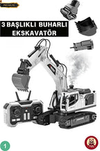 3 Başlıklı Buhar Atan RC Eskavatör | Uzaktan Kumandalı İş Makinesi