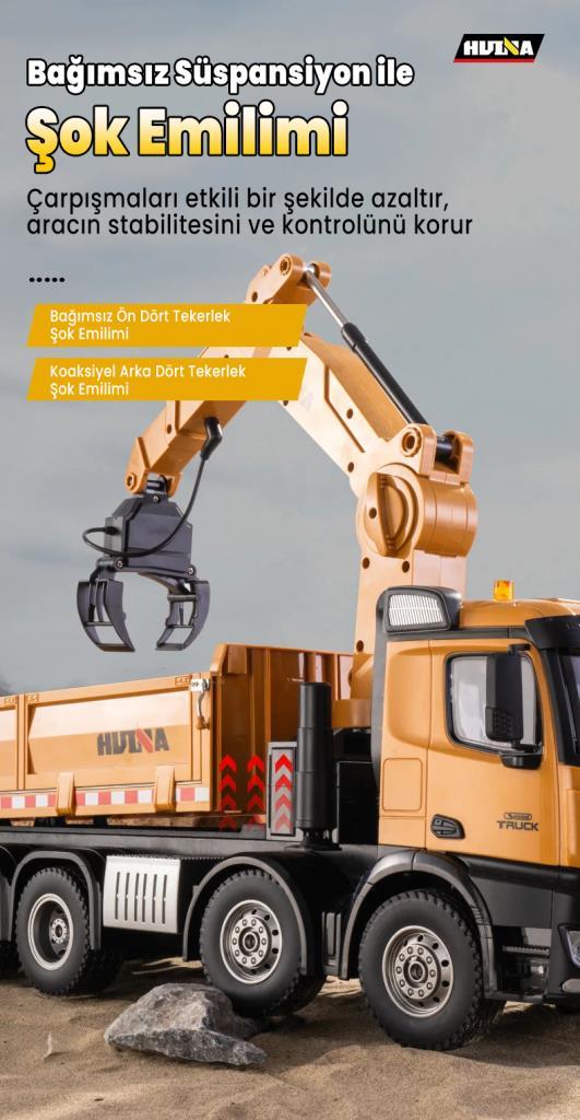 HUINA 1538 sesli ve ışıklı RC damperli kamyon