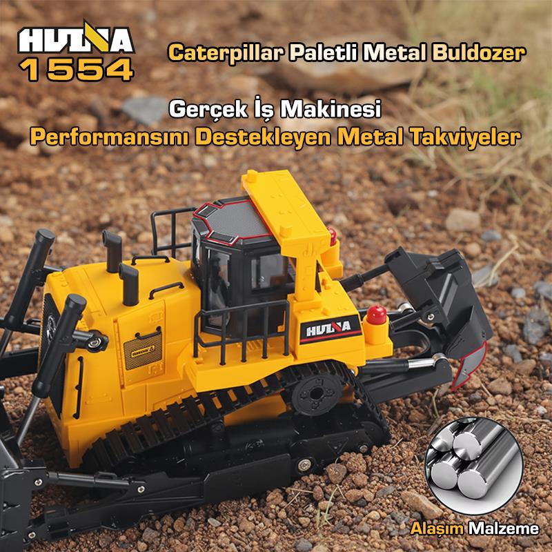 HUINA 1554 1/16 11CH RC Paletli Buldozer | Profesyonel Uzaktan Kumandalı İş Makinesi