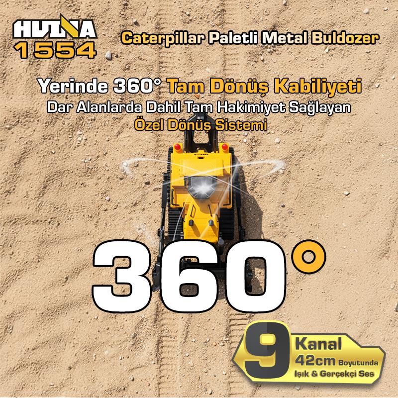 HUINA 1554 1/16 11CH RC Paletli Buldozer | Profesyonel Uzaktan Kumandalı İş Makinesi