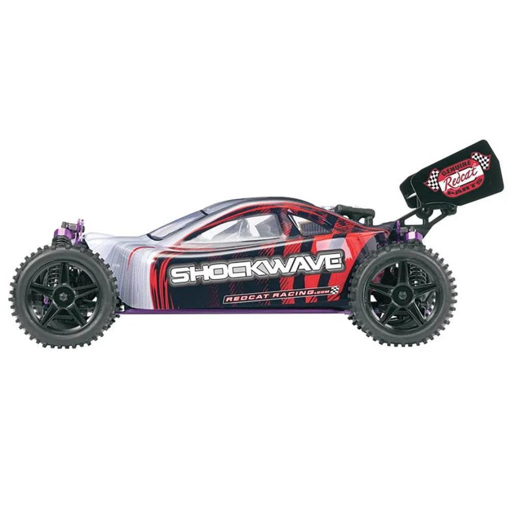 Redcat Shockwave 1/10 nitro RC buggy üst görünüm kırmızı yarış tipi uzaktan kumandalı araba
