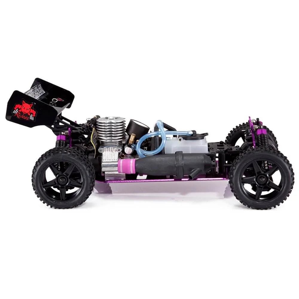 Redcat Shockwave kırmızı 1/10 nitro yakıtlı RC buggy uzaktan kumandalı offroad model araba genel görünüm
