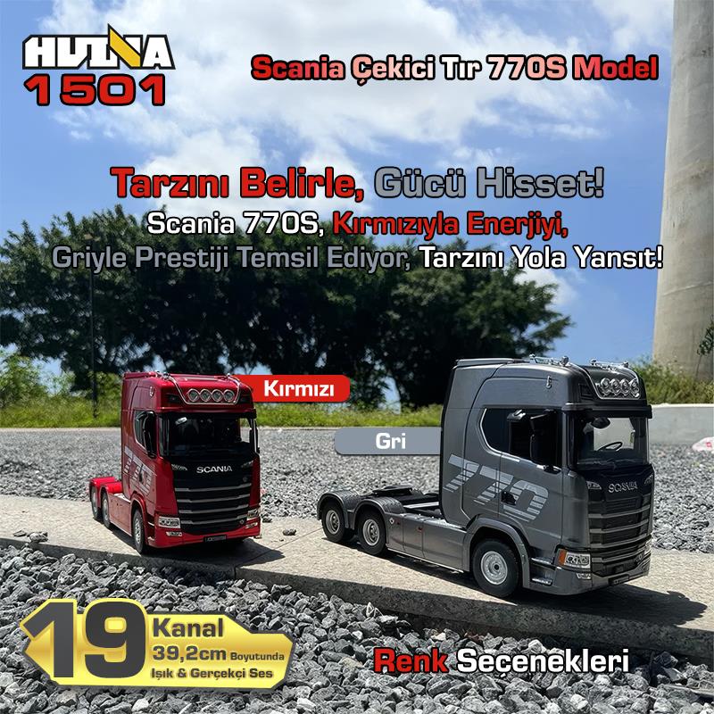 RC Şantiye | HUINA 1501 770S 1/18 19CH Scania RC Tır Çekicisi Kırmızı