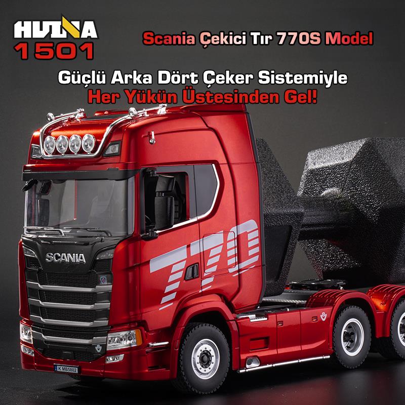 RC Şantiye | HUINA 1501 770S 1/18 19CH Scania RC Tır Çekicisi Kırmızı