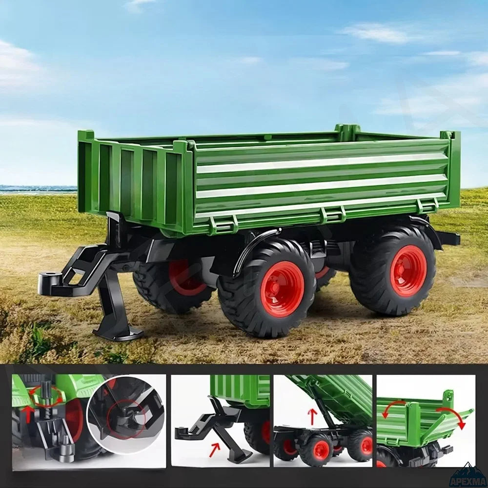 RC Römorklu Traktör | 1:24 Ölçek 2.4GHz Uzaktan Kumandalı Şarjlı Çiftlik Traktörü