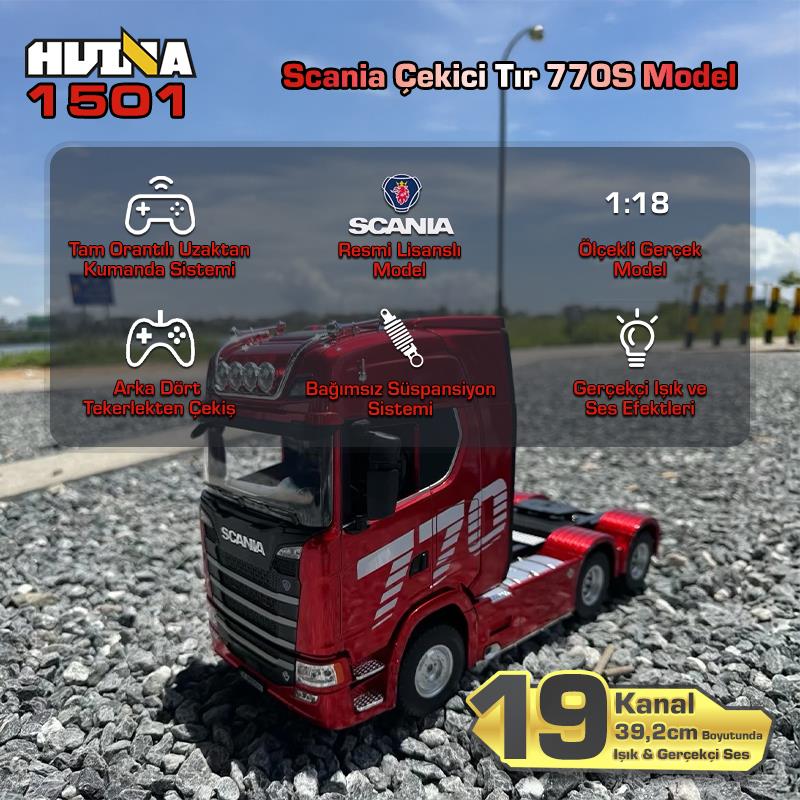 RC Şantiye | HUINA 1501 770S 1/18 19CH Scania RC Tır Çekicisi Kırmızı