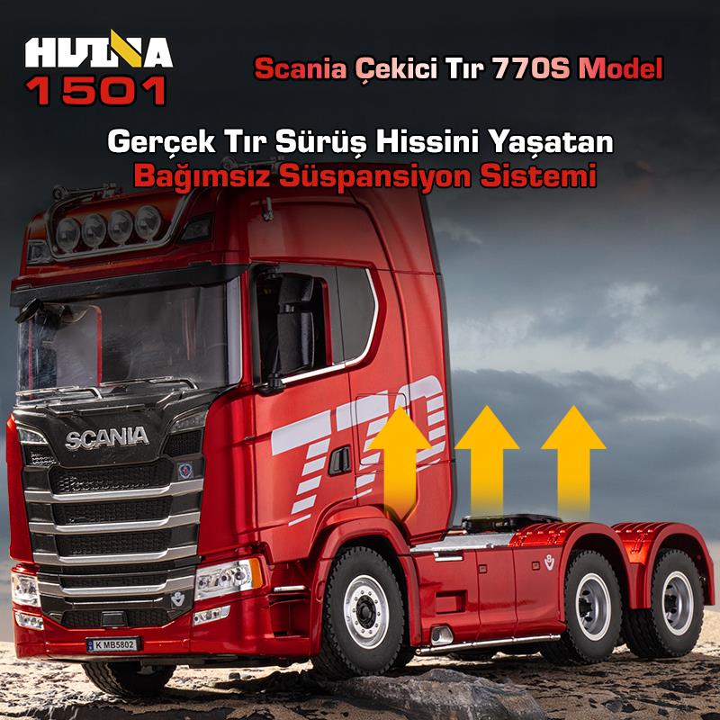 RC Şantiye | HUINA 1501 770S 1/18 19CH Scania RC Tır Çekicisi Kırmızı